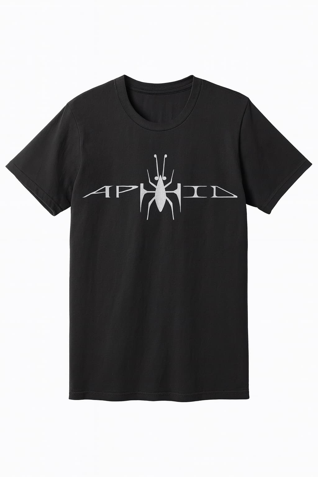Black Aphid T-shirt with a white band logo